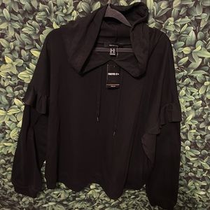 FOREVER 21 Ruffled Sweatshirt Hoodie Size 3X Black New